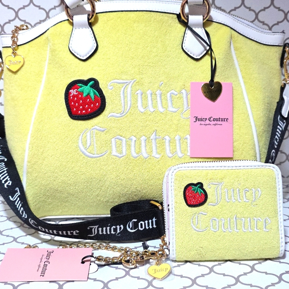 Juicy Couture Strawberry Yellow Tote And Wallet